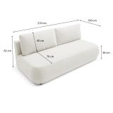 Divano Letto 2 Posti Bianco Crema Contenitore Cuscini Sfoderabili 210x106 cm, Reclinabile - Brugnato