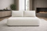 Divano Letto 2 Posti Bianco Crema Contenitore Cuscini Sfoderabili 210x106 cm, Reclinabile - Brugnato