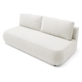 Divano Letto 2 Posti Bianco Crema Contenitore Cuscini Sfoderabili 210x106 cm, Reclinabile - Brugnato
