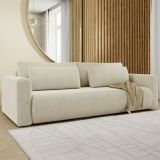 Divano Letto 2 Posti Bianco Crema Contenitore di Apertura a Libro 240x105 cm, Reclinabile - Erbezzo