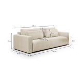 Divano Letto 2 Posti Bianco Crema Contenitore di Apertura a Libro 240x105 cm, Reclinabile - Erbezzo