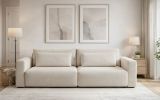 Divano Letto 2 Posti Bianco Crema Contenitore di Apertura a Libro 240x105 cm, Reclinabile - Erbezzo