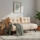 Divano Letto 2 Posti Bianco Crema Contenitore Reclinabile 133x78 cm, Apertura Click-clack - Calvin