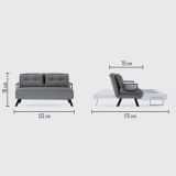 Divano Letto 2 Posti Bianco Crema Contenitore Reclinabile 133x78 cm, Apertura Click-clack - Calvin