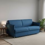Divano Letto 2 Posti blu Sfoderabile Contenitore 160x95 cm, di Apertura a Ribalta Made in Italy - Verceia