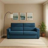 Divano Letto 2 Posti blu Sfoderabile Contenitore 185x95 cm, di Apertura a Ribalta Made in Italy - Rigolato