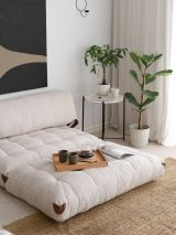 Divano letto 2 posti Dysnomia, Sofà trasformabile, Divanetto per ospiti, Poltrona letto contenitore, 120x75 h79 cm, Bianco