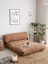 Divano letto 2 posti Dysnomia, Sofà trasformabile, Divanetto per ospiti, Poltrona letto contenitore, 120x75 h79 cm, Marrone