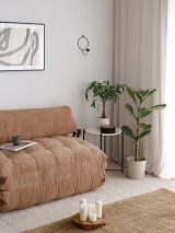 Divano letto 2 posti Dysnomia, Sofà trasformabile, Divanetto per ospiti, Poltrona letto contenitore, 120x75 h79 cm, Marrone