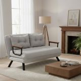 Divano Letto 2 Posti Grigio Chiaro Contenitore Reclinabile 133x78 cm, Braccioli - Calvin