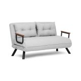 Divano Letto 2 Posti Grigio Chiaro Contenitore Reclinabile 133x78 cm, Braccioli - Calvin