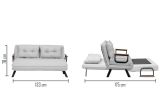 Divano Letto 2 Posti Grigio Chiaro Contenitore Reclinabile 133x78 cm, Braccioli - Calvin