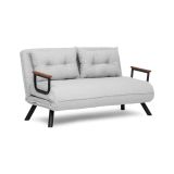 Divano Letto 2 Posti Grigio Chiaro Contenitore Reclinabile 133x78 cm, Braccioli - Merak