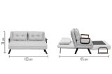 Divano Letto 2 Posti Grigio Chiaro Contenitore Reclinabile 133x78 cm, Braccioli - Merak