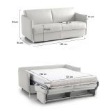 Divano Letto 2 Posti Grigio Chiaro Sfoderabile Contenitore 160x95 cm, di Apertura a Ribalta Made in Italy - Follina