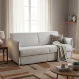 Divano Letto 2 Posti Grigio Chiaro Sfoderabile Contenitore 160x95 cm, di Apertura a Ribalta Made in Italy - Verceia