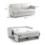 Divano Letto 2 Posti Grigio Chiaro Sfoderabile Contenitore 160x95 cm, di Apertura a Ribalta Made in Italy - Verceia