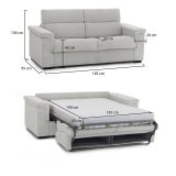Divano Letto 2 Posti Grigio Chiaro Sfoderabile Contenitore 185x95 cm, di Apertura a Ribalta Made in Italy - Rigolato
