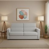 Divano Letto 2 Posti Grigio Chiaro Sfoderabile Contenitore 185x95 cm, di Apertura a Ribalta Made in Italy - Tenna