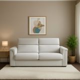 Divano Letto 2 Posti Grigio Chiaro Sfoderabile Contenitore 205x95 cm, Lavabile Made in Italy - Biscossi