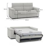 Divano Letto 2 Posti Grigio Chiaro Sfoderabile Contenitore 205x95 cm, Lavabile Made in Italy - Biscossi