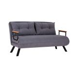Divano Letto 2 Posti Grigio Scuro Contenitore Reclinabile 133x78 cm, Braccioli - Calvin