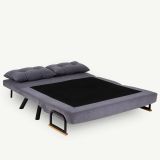 Divano Letto 2 Posti Grigio Scuro Contenitore Reclinabile 133x78 cm, Braccioli - Calvin