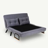 Divano Letto 2 Posti Grigio Scuro Contenitore Reclinabile 133x78 cm, Braccioli - Calvin