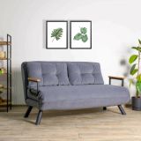 Divano Letto 2 Posti Grigio Scuro Contenitore Reclinabile 133x78 cm, Braccioli - Merak