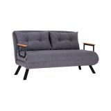 Divano Letto 2 Posti Grigio Scuro Contenitore Reclinabile 133x78 cm, Braccioli - Merak