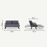 Divano Letto 2 Posti Grigio Scuro Contenitore Reclinabile 133x78 cm, Braccioli - Merak