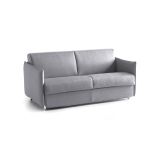 Divano Letto 2 Posti Grigio Sfoderabile Contenitore 160x95 cm, di Apertura a Ribalta Made in Italy - Verceia