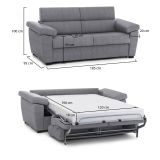 Divano Letto 2 Posti Grigio Sfoderabile Contenitore 185x95 cm, di Apertura a Ribalta Made in Italy - Salorno