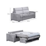 Divano Letto 2 Posti Grigio Sfoderabile Contenitore 200x95 cm, di Apertura a Ribalta Made in Italy - Ecate