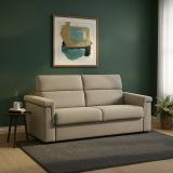 Divano Letto 2 Posti Grigio Tortora Sfoderabile Contenitore 185x95 cm, di Apertura a Ribalta Made in Italy - Tenna