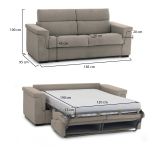 Divano Letto 2 Posti Grigio Tortora Sfoderabile Contenitore 185x95 cm, di Apertura a Ribalta Made in Italy - Tenna