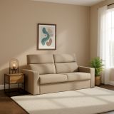 Divano Letto 2 Posti Grigio Tortora Sfoderabile Contenitore 200x95 cm, di Apertura a Ribalta Made in Italy - Ecate
