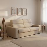 Divano Letto 2 Posti Grigio Tortora Sfoderabile Contenitore 200x95 cm, di Apertura a Ribalta Made in Italy - Sonico