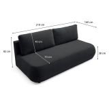 Divano Letto 2 Posti Nero Contenitore Cuscini Sfoderabili 210x106 cm, Reclinabile - Brugnato