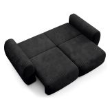 Divano Letto 2 Posti Nero Contenitore di Apertura a Libro 266x121 cm, Reclinabile - Golgi
