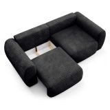 Divano Letto 2 Posti Nero Contenitore di Apertura a Libro 266x121 cm, Reclinabile - Golgi