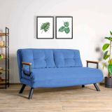 Divano letto 2 posti Quaoar, Sofà trasformabile, Divanetto per ospiti, Poltrona letto contenitore, 133x50 h41 cm, Blu