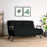 Divano letto 2 posti Quaoar, Sofà trasformabile, Divanetto per ospiti, Poltrona letto contenitore, 133x50 h41 cm, Nero