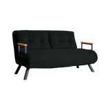 Divano letto 2 posti Quaoar, Sofà trasformabile, Divanetto per ospiti, Poltrona letto contenitore, 133x50 h41 cm, Nero