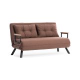 Divano letto 2 posti Quaoar, Sofà trasformabile, Divanetto per ospiti, Poltrona letto contenitore, 133x50 h41 cm, Quercia