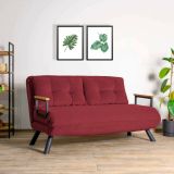 Divano letto 2 posti Quaoar, Sofà trasformabile, Divanetto per ospiti, Poltrona letto contenitore, 133x50 h41 cm, Rosso