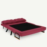 Divano letto 2 posti Quaoar, Sofà trasformabile, Divanetto per ospiti, Poltrona letto contenitore, 133x50 h41 cm, Rosso