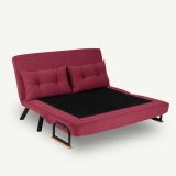 Divano letto 2 posti Quaoar, Sofà trasformabile, Divanetto per ospiti, Poltrona letto contenitore, 133x50 h41 cm, Rosso