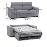 Divano letto 2 posti Rigolato, 185x95 h100 cm, Grigio