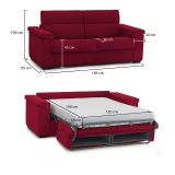 Divano letto 2 posti Rigolato, 185x95 h100 cm, Rosso